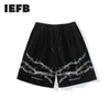 IEFB Men's Wear High Street Hip-hop Embroidery Black Personality Gothic Shorts Knee Length Pants For Men Qulity 9Y1308 210714