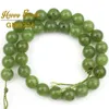 Naturel Véritable Canada Vert Jades Pierre Perles Ronde Perle D'espacement Lâche Pour La Fabrication De Bijoux Bracelet À Faire Soi-Même 6 8 10 12 MM 7.5 "pouces