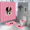 Занавески для душа, как и 3D-принт, набор набор водонепроницаемой мытья полиэфирная ванна против скольжения коврики для туалетной крышки крышки