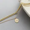 17KM rétro Portrait pièce pendentif grande chaîne épaisse collier pour femmes exagéré chaîne tour de cou géométrique rond colliers bijoux