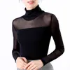 Mode T-shirts Dam Långärmad Plus Storlekstoppar för kvinnor Kläder Solid Office Lady Turtleneck Vit 5907 50 210415