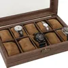 Watch Boxes & Cases Multiple Box Wooden Jewelry Storage Packaging Window Glass Display Hele22