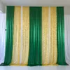 3mx3m wit gordijn groen ijs zijde drape gouden sequin achtergrond bruiloft partij verjaardag baby douche decoratie