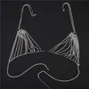 Pendanthalsband Sexig Bra halsband Rhinestone Chain Jewelry Hollow Out Crystal Gold Bikini Tassel Over Chains Top Chest Belly1851343