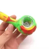 Pequena forma de alta qualidade silicone fumar tubos coloridos mão colher portátil preço baixo para atacado