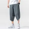 MrGB Drop Summer Cotton Harem Pants Men Casual Hip Hop Trousers Cross Bloomers Calf-Length Pants Joggers Streetwear 211119