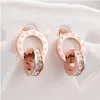 High quality Earrings Woman Fashion rose gold stud Designer earring des boucles for lady Women Party Wedding gift engagement Jewelry stone set