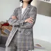 Women Office Wear Plaid Blazer Coat Fashion Single Breasted Långärmade Fickor Kvinnor OuterWear Casual Suit Blazers Chic Toppar 210430