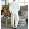 Conjunto informal de 5XL para hombre, camisa de lino y algodón + pantalones tobilleros, conjuntos de 2 piezas, camiseta de gran tamaño para hombre, chándal de verano 2021 XXXXXL Y0831