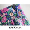 Kobiety Chic Moda Floral Print Ruffled Spodenki Vintage Wysoka Talia Strona Zipper Kobiet Krótkie spodnie Pantalones Cortos 210416