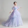 Tjejens klänningar Sequin Tulle Flower Girl Dress for Wedding Evening Barn Prinsessan Party Pageant Long Gown Kids Girls Formal Clothes