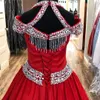 Little Miss Pageant Robe pour adolescents Juniors Tout-petits 2021 Hunter Rouge Perles AB Pierres Cristal Longue Robe De Bal Enfants Fête Formelle ro6154230