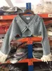 DEAT Herfst Aankomst Lange Kwastje Mouw Enkele Knop Denim Korte Jas Hoge Taille Volledige Jeans Tweedelige Set Dames 359 210331