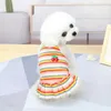 2021 домашняя одежда многоцветная полоса жилет собака кружева подвеска платье милый кошка футболка летняя радужная юбка для щенка