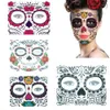 Decoración de Halloween Mexicana Cara Pegatinas de tatuaje Facial Maquillaje Pegatina Día de la máscara de cráneo muerto Masquera a prueba de agua JK1909