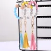 Siliconen Kralen Sleutelhanger Tassel String Chain Party Gunst Lederen Kwasten Hanger Houten Bead Armband Sleutelhanger Morandi Kleur Sleutelhangers WMQ1325