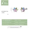 Echte 925 Sterling Silber Bunte Zirkonium Pfote Frauen Ohrstecker Regenbogen Ohrstecker für Mädchen Edlen Schmuck Geschenk 2202221993