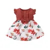 幼児の夏の赤ちゃんガールズドレスフライスリーブちょう結晶のスプライス花のプリントドレス赤ちゃん女の子の服衣装ローパ蜜＃55 Q0716