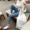 Mozuleva Seksi Yüksek Bel Püskül Yırtık Delikler Denim Pantolon Kadın Pantolon Kalem Kot Kadın Skinny Blue 210708