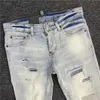 Jeans pour femmes nouvel été 2021 broderie de rue haute bleu clair pantalon à jambe large large trous jean collé givré pour femmes pantalon de motard de moto taille basse