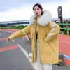 High Quality Arrival Winter Women Cotton Padded Jacket Artificial Fur Hooded Parka Loose Coat Thicken D296 210512