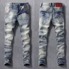 Jeans da uomo alla moda in stile italiano Pantaloni casual in denim vintage di alta qualità retrò strappati elastici slim strappati DVFH