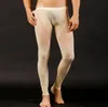 Vêtements de nuit pour hommes Mâle mince élastique Sous-vêtements thermiques Hommes Transparent Mesh Sexy Long Johns Vêtements pour hommes Collants Compression Leg319D