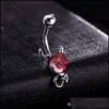 Navel & Bell Button Rings Body Jewelry Wholesale Sexy Love Heart Belly Piercing Zircon Crystal Women Medical Stainless Drop Delivery 2021 Jc