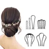 Hair Pin Fork Easy Styling Like Coiling Comb Elastic Metal Soft Stick Bun Maker DIY Accessories Braiding Tools HairClips6976201