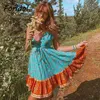 V-hals backless summer sundress vrouwen vintage mini beach boho jurk mode bloemenprint harajuku 210427