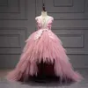 Elegant Swan Crystal Tulle Trailing Flower Girl Dress Evening Gown Kids Pageant Birthday Party Feather Lace Princess 220119