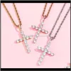 Necklaces & Drop Delivery 2021 Designer Jewelry Hip Hop Cross Pendant Women Mens Necklace Luxury Charms Diamond Iced Out Pendants Rose Gold S