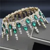 Brudkrona rhinestone kristall brud huvudbonad för kvinnor bröllop hår smycken tillbehör prom tiaras crowns hela