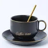 Reusable Creative Coffee Mug Set With Saucers Ceramic Classic Personality Fashion Copos Personalizado European Cup BD50CS Cups &