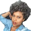 Afro Puff Drawstring Ponytail Dla Czarnych Kobiet, Wysokie Krótkie Ponytails Bun Włosy Ludzkie Naturalne Włosy, Kinky Kręcko Pony Ogniatki Klips w kolorze Smoky Grey