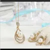 Ohrringe Drop Lieferung 2021 Schmuck Sets Ohrring Halskette Kunststoff Perle Zinklegierung Aessory mit Kristall Diamant Anhänger Gold Silber vergoldet Me