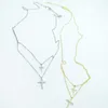 Titanium steel cross necklace fashion free lettering lovers pendant girl Jesus Christ pearl hip hop accessories