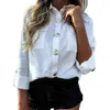 Femmes Blouse décontracté couleur nouveau revers à manches longues chemise ample Double poches bouton chemise mode marée printemps automne 2020 X0521