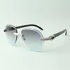 2022 Classic Micro-Pave Diamond Solglasögon 3524027 Med Svart Texturerat Buffalo Horn Arms Glasögon, Direktförsäljning, Storlek: 18-140 mm