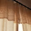 Gardin Drapes Beige Cloth Gardiner med spetsar Virka Pelmet Retro Amerikanska Solid Fönster Skräddarsy för vardagsrumsinredning