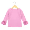 100% Bomull Sassy Fall och Vinter Liten Flickor Plain Top Långärmad Flickor Casual Ising Ruffle Shirts 220118