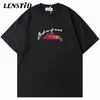 Lenstid Letnie Mężczyźni Oversize Krótki Rękaw Tshirts Hip Hop Car List Ziemia Drukuj 2022 Streetwear Harajuku Casual Cotton Topy Tees G1217