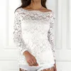 Autumn Long Sleeve Sexy Hollow Out Lace Blouse Women Causal Solid Pullover Shirt White Tops Ladies Blusas Mujer 10435 210508