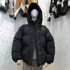 Vinter Kvinnors Jacka Coat StreetWear Padded Warm Femme Black Puffer Parka Matte Hooded Koreansk stil Kvinna Kläder 210625