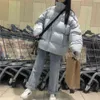 Piumino oversize con cappuccio femminile allentato cappotto a bolle coreano inverno caldo spesso parka corto Mujer abbigliamento da neve da donna Outwear 211108