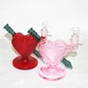 Czerwony różowy kształt serca szklane zlewki Bong Dab Rig HOISHAH 6 '' Heady Water Rury Bongs Quartz Banger Puchar Oil Rigns Bubbler Palenie Rury