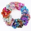 30PCS Laser Silky Hair Scrunchy Silk Shiny Elastic Hairbands Bobble Band Women Girls Hair Bands Scrunchies Ponytail Holder Tie Rop3299798