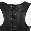 Bustiers Corsets Plus Size 6XLスチームパンクコルセットドレス女性用スカートとルネッサンスシャツのゴシック海賊コスチュームの3ピースレザー