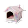 Lits pour chats, meubles en peluche rose étoilé, nid de maison pour animaux de compagnie, chenil doux, panier semi-fermé détachable, lavable, grotte pour chats, produit 2752453