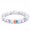 Braccialetto con perline in pietra naturale da 10 mm Arcobaleno LGBT Relazione Coppie Braccialetti con perline di lava Yoga con occhio di tigre Regolabili